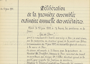 Registre Gaz de Barr - 1ère Assemblée Générale